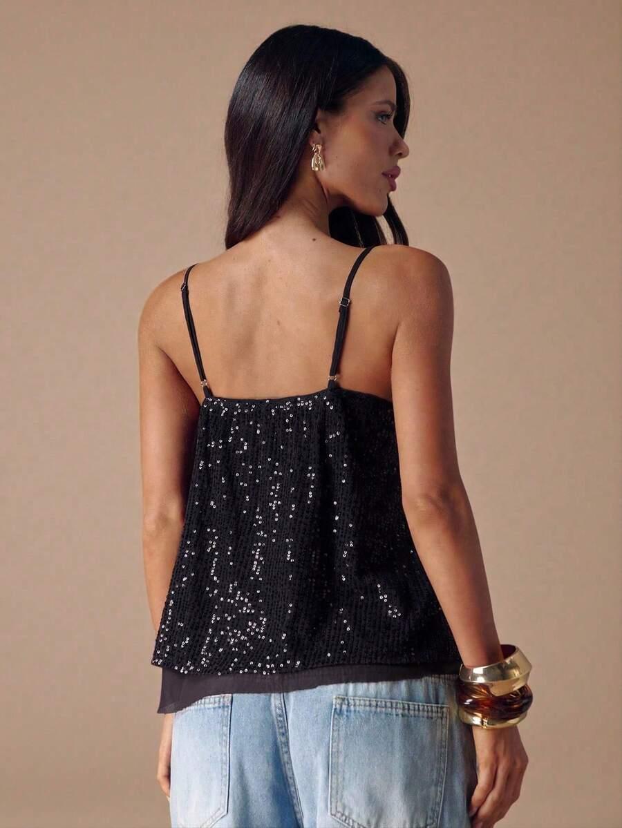 SHEIN CZARNY TOP NA RAMIĄCZKACH S06__XS