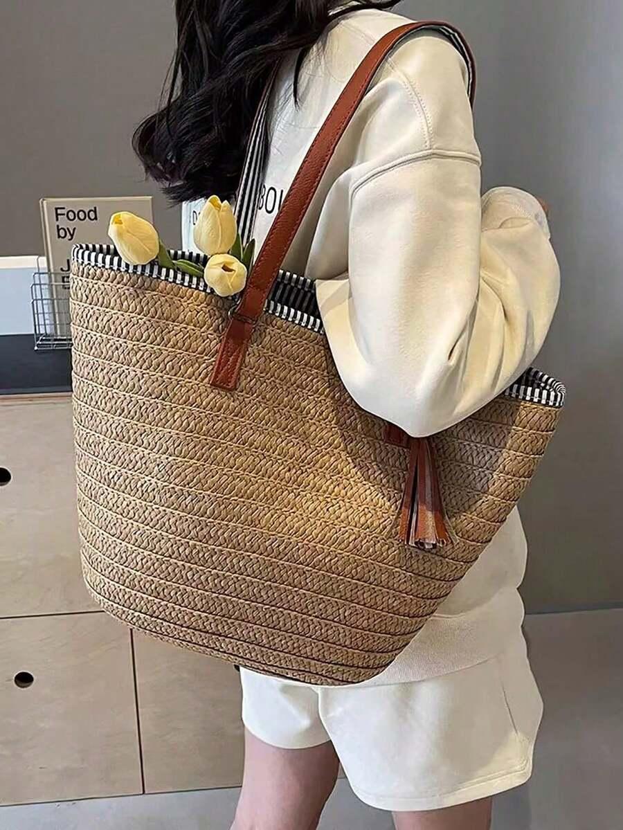 SHEIN BRĄZOWA TOREBKA NA RAMIĘ S07__46X14X30CM