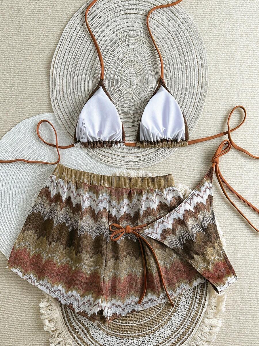 SHEIN DWUCZĘŚCIOWY STRÓJ KĄPIELOWY SPODENKI KOMPLET S09__S