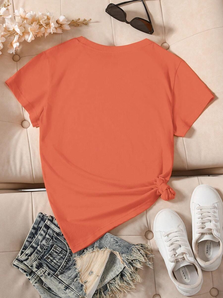 SHEIN POMARAŃCZOWY T-SHIRT KRÓTKI RĘKAW S06__XL