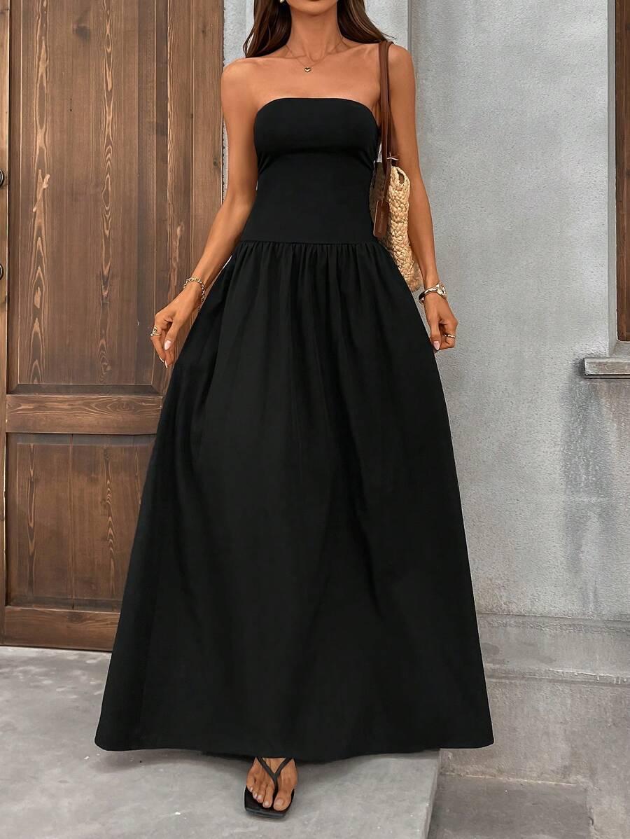 SHEIN CZARNA MAXI SUKIENKA S06__L
