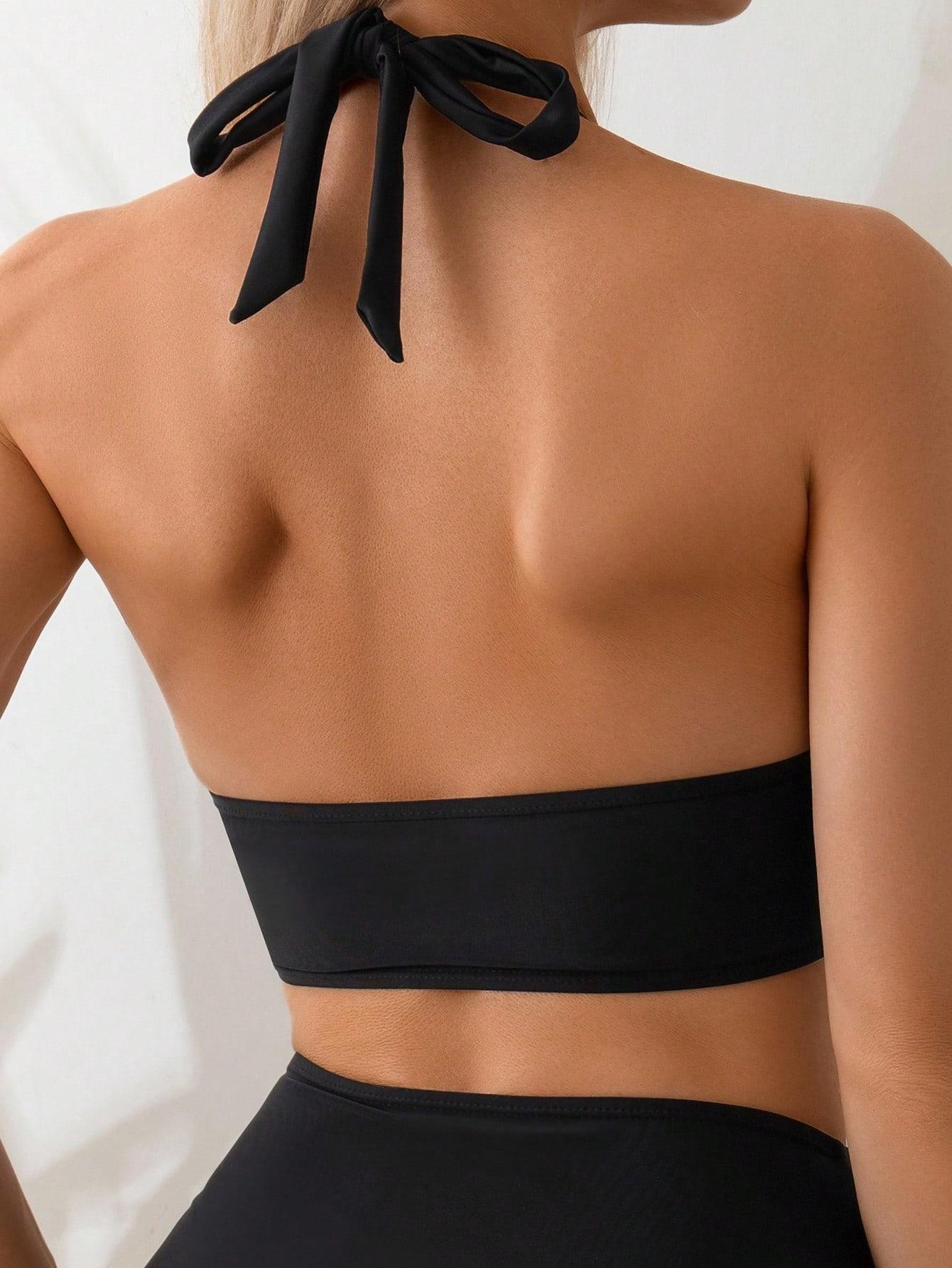 SHEIN CZARNY STRÓJ KĄPIELOWY DWUCZĘŚCIOWY S09__XXL
