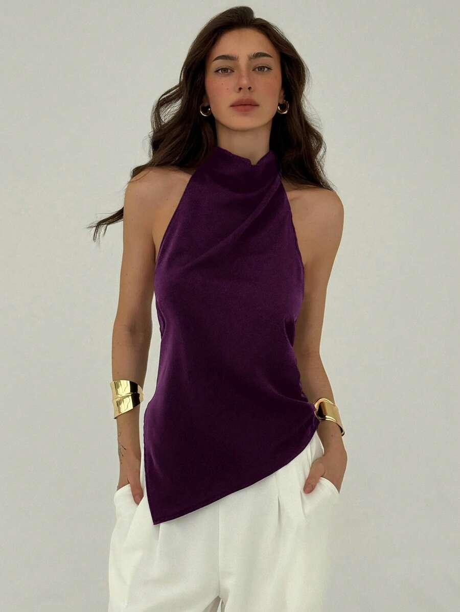 SHEIN FIOLETOWY TOP STÓJKA S09__XS