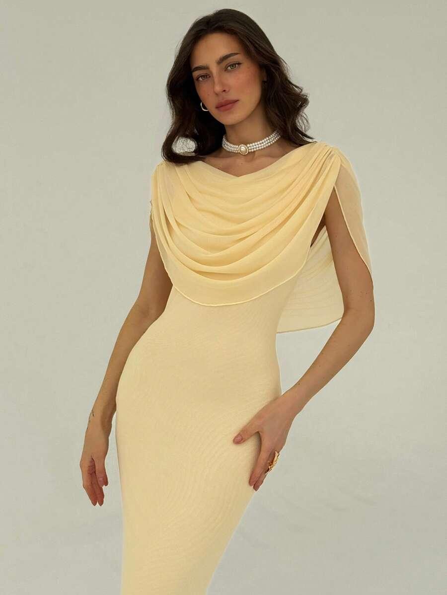 SHEIN ŻÓŁTA MAXI SUKIENKA S06__L