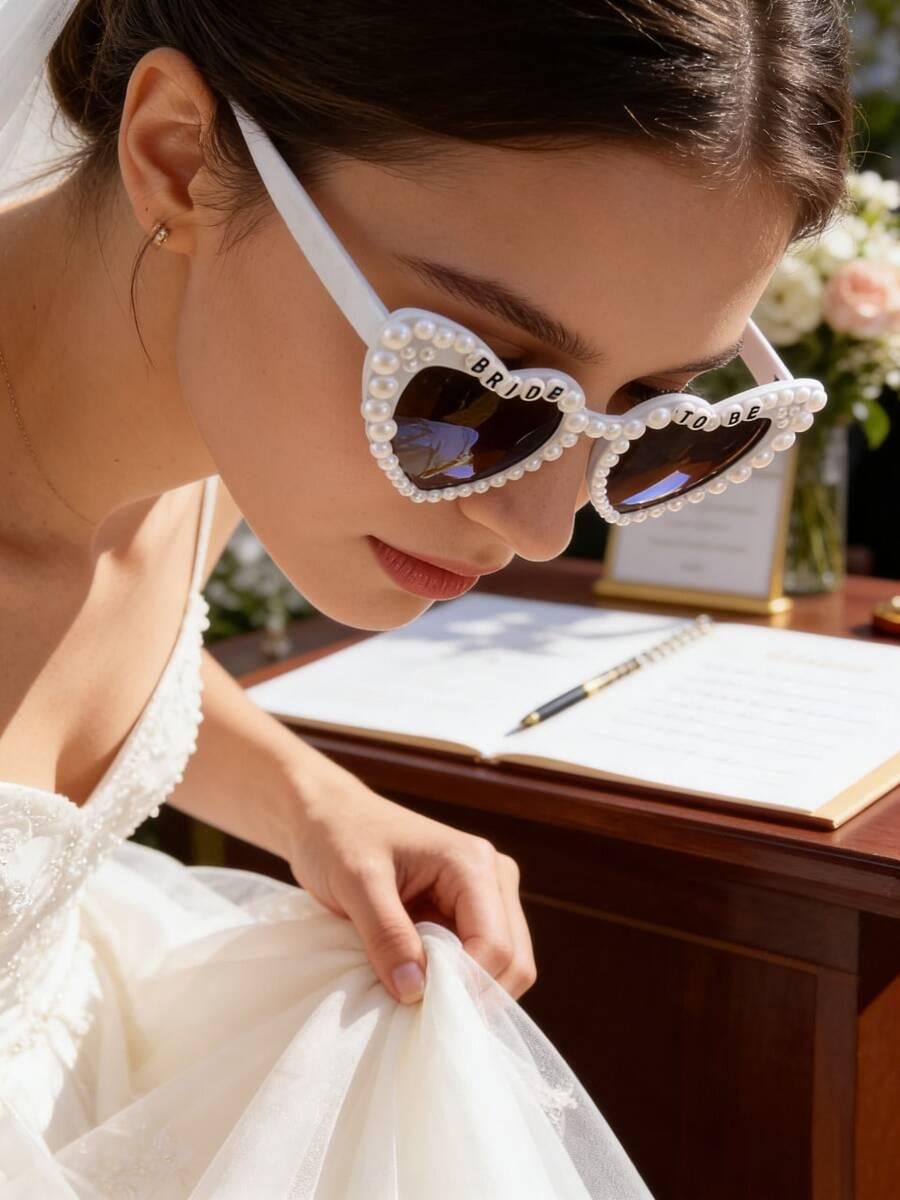 SHEIN BIAŁE OKULARY BRIDE TO BE S07