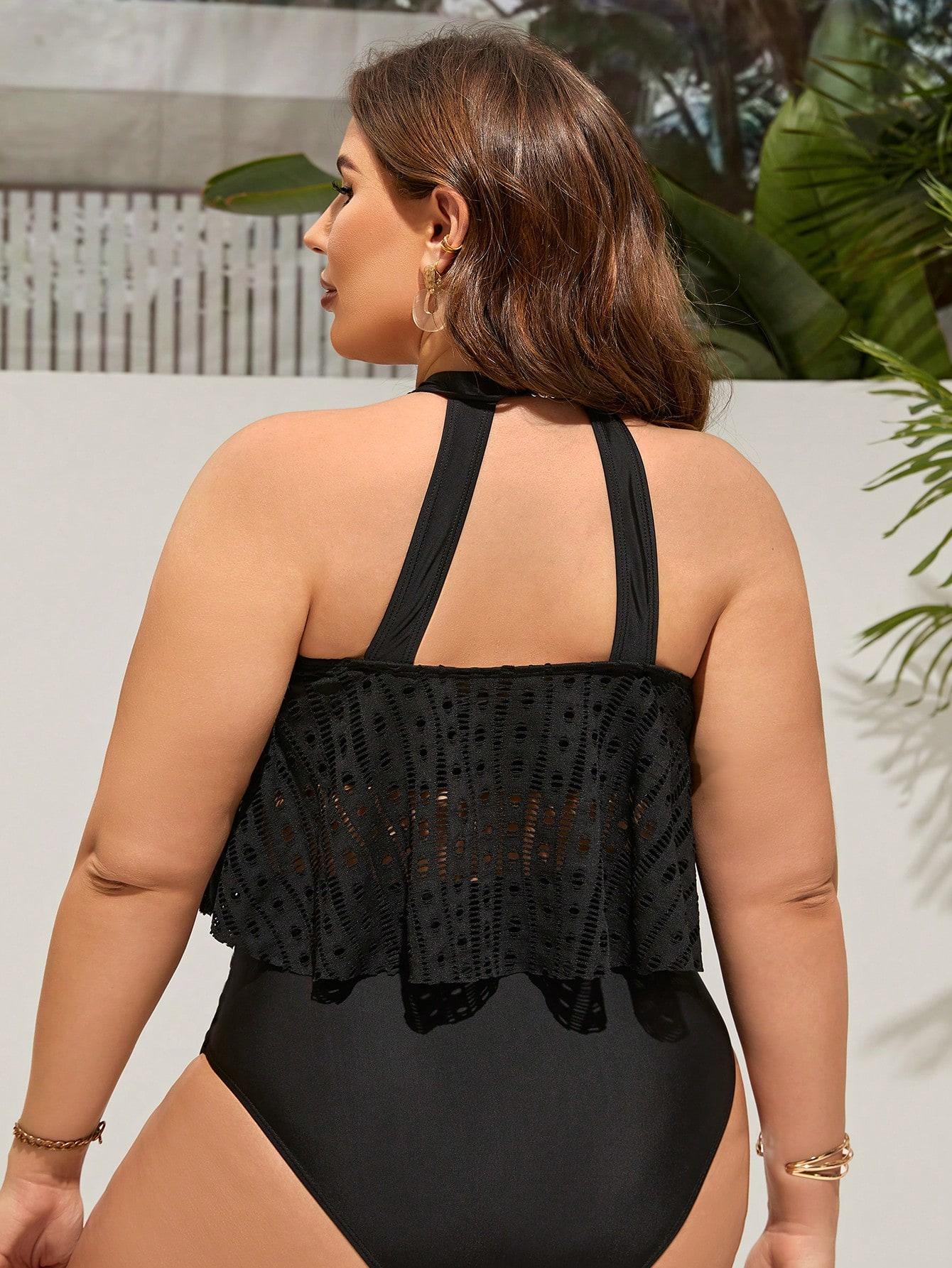 SHEIN CZARNY DWUCZĘŚCIOWY STRÓJ KĄPIELOWY S09__XXL