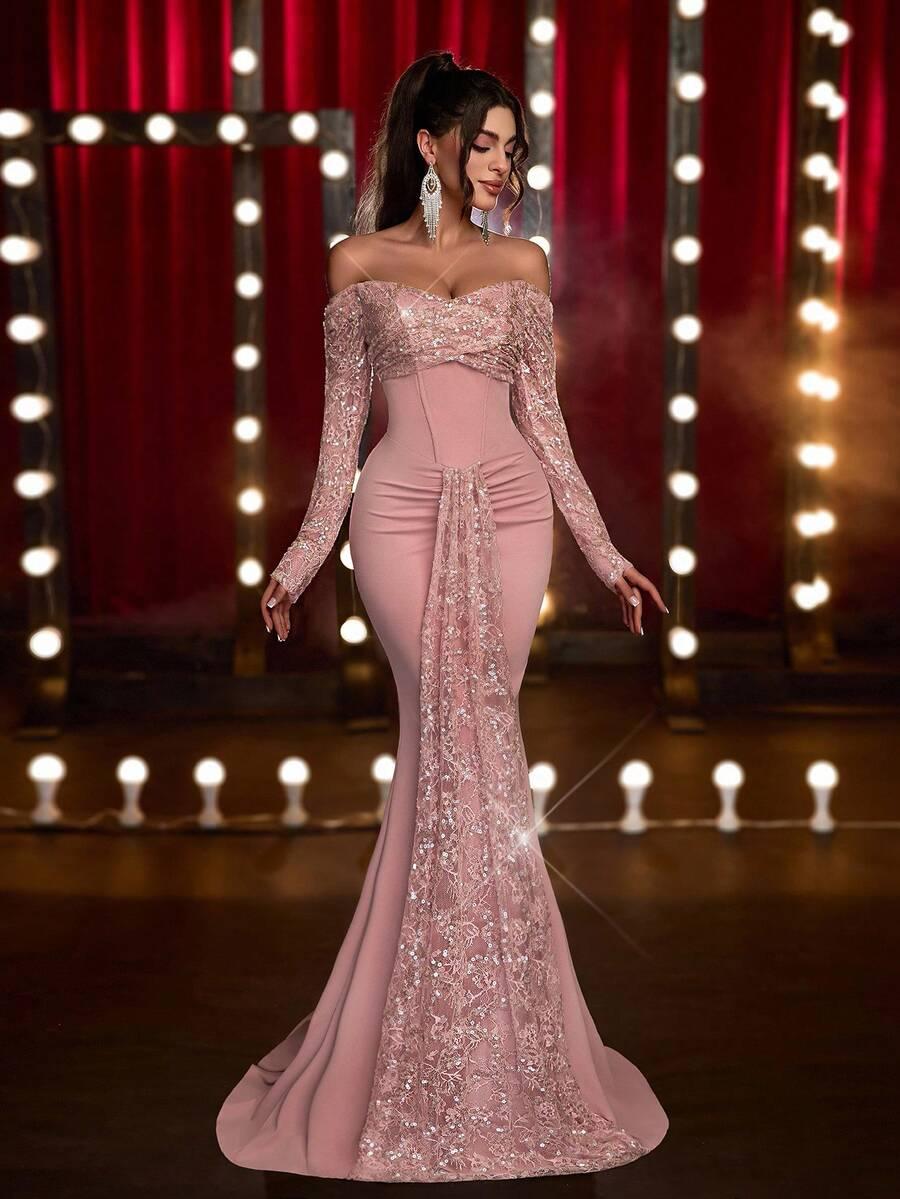 SHEIN RÓŻOWA MAXI SUKIENKA S06__S