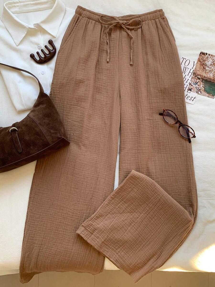 COMFORTCANA BRĄZOWE SPODNIE CASUAL S09__XS