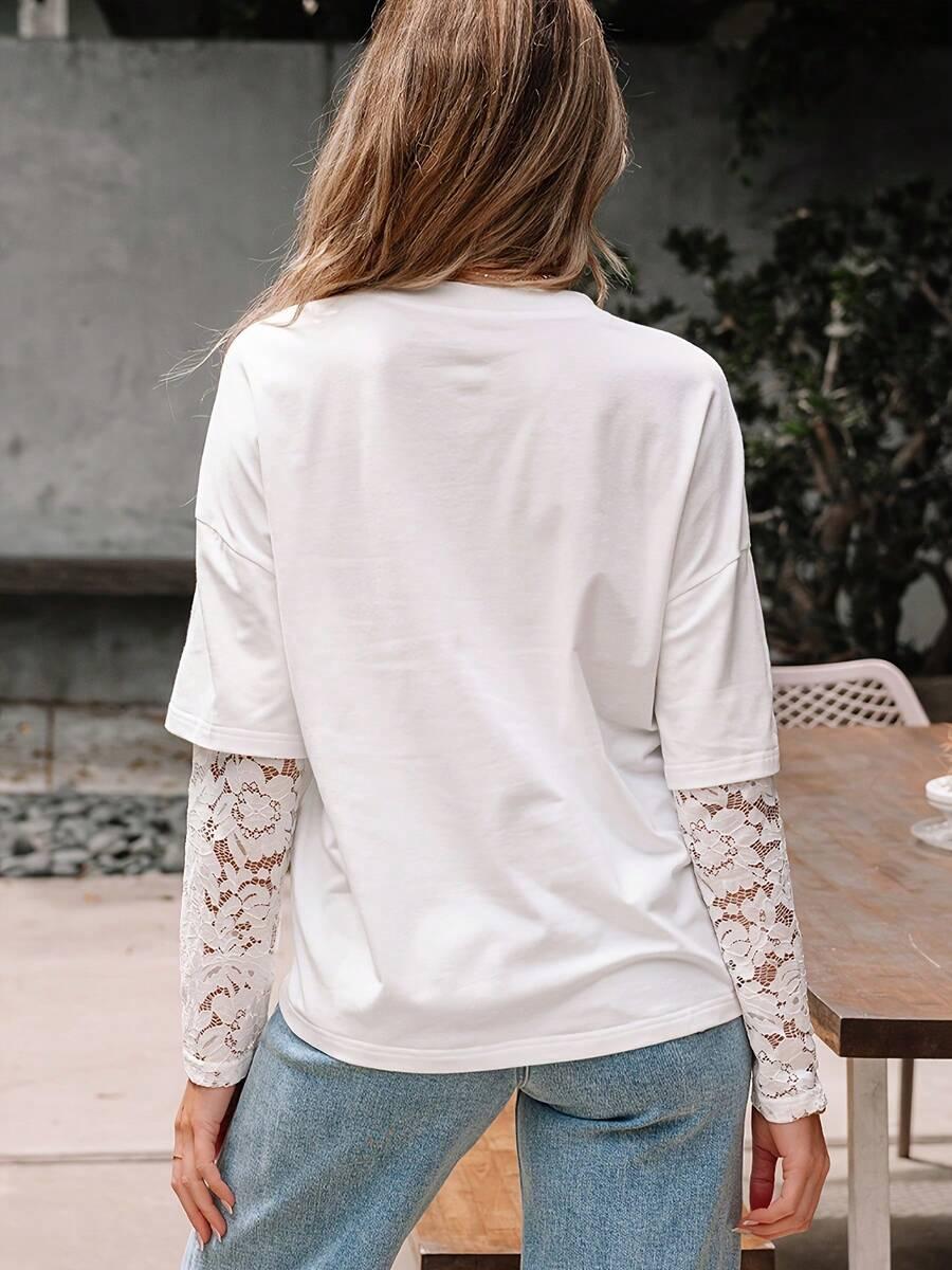 SHEIN BIAŁA BLUZKA KORONKA S06__L