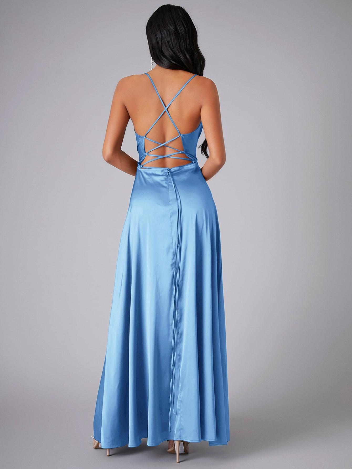 SHEIN BŁĘKITNA MAXI SUKIENKA RAMIĄCZKA S06__S