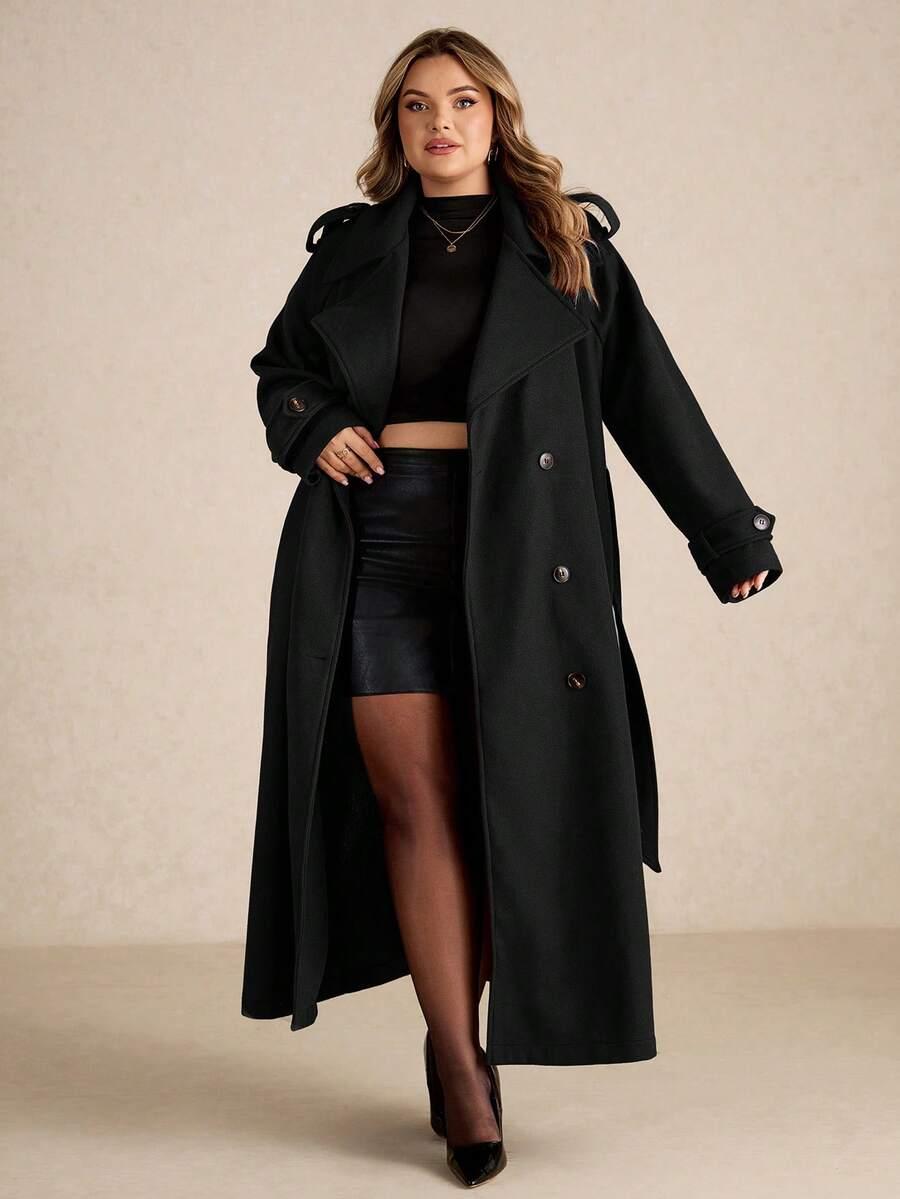 SHEIN CZARNY KLASYCZNY PŁASZCZ W01__54