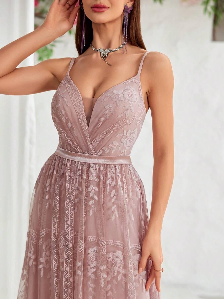 SHEIN RÓŻOWA MAXI SUKIENKA S06__L
