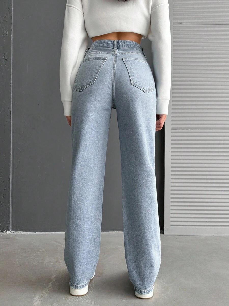 SHEIN NIEBIESKIE SPODNIE JEANS WYSOKI STAN S06__S