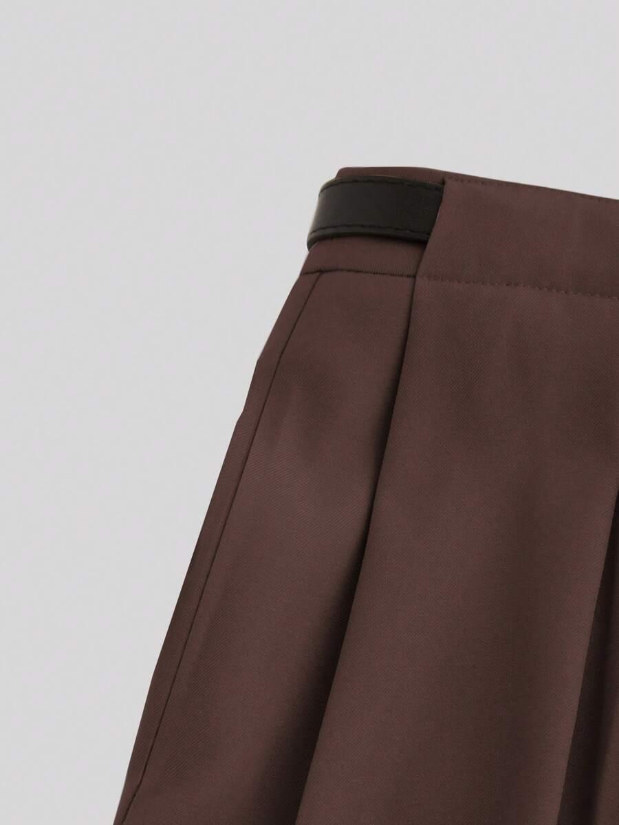 SHEIN BRĄZOWE PROSTE SPODNIE S06__XL