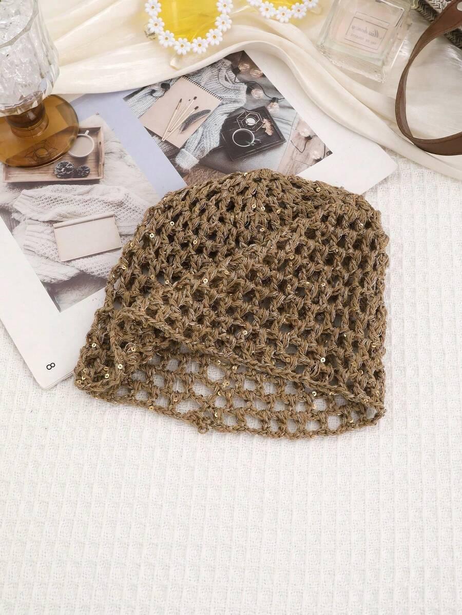 SHEIN BEŻOWA CZAPKA ZDOBIENIE S07