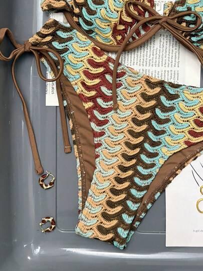 SHEIN DWUCZĘŚCIOWY STRÓJ KĄPIELOWY TEKSTURA S09__XS