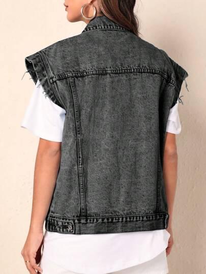 SHEIN SZARA KAMIZELKA JEANS S06__S