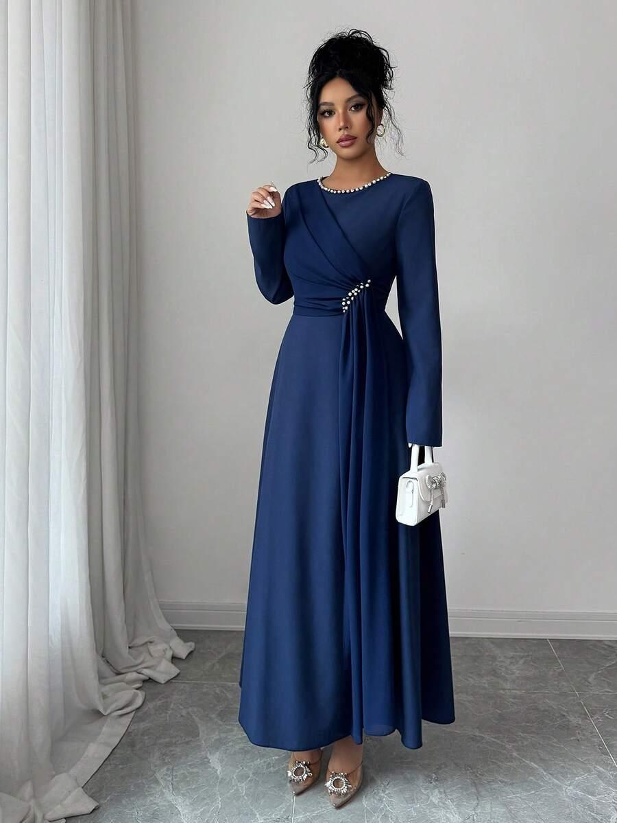SHEIN GRANATOWA MAXI SUKIENKA S06__S