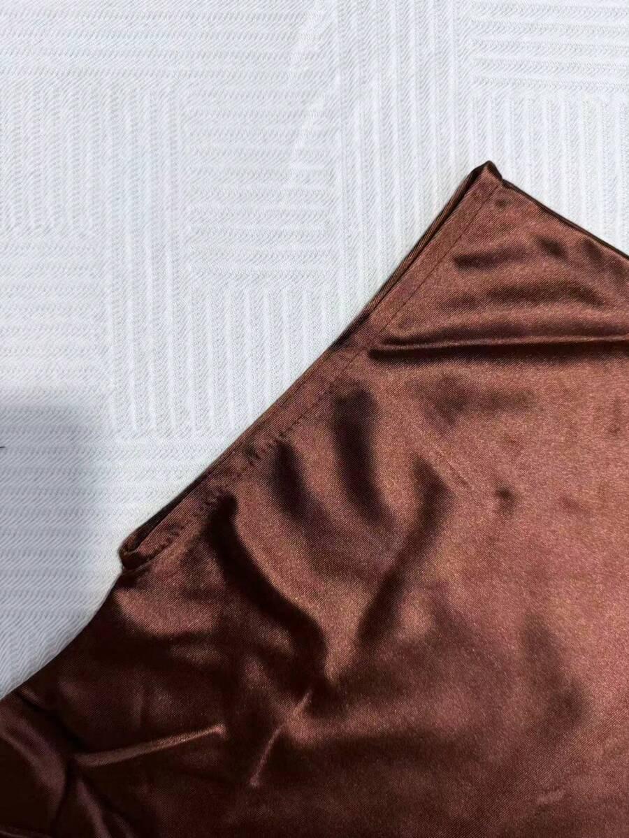 SHEIN BRĄZOWA SATYNOWA BLUZKA S06__L