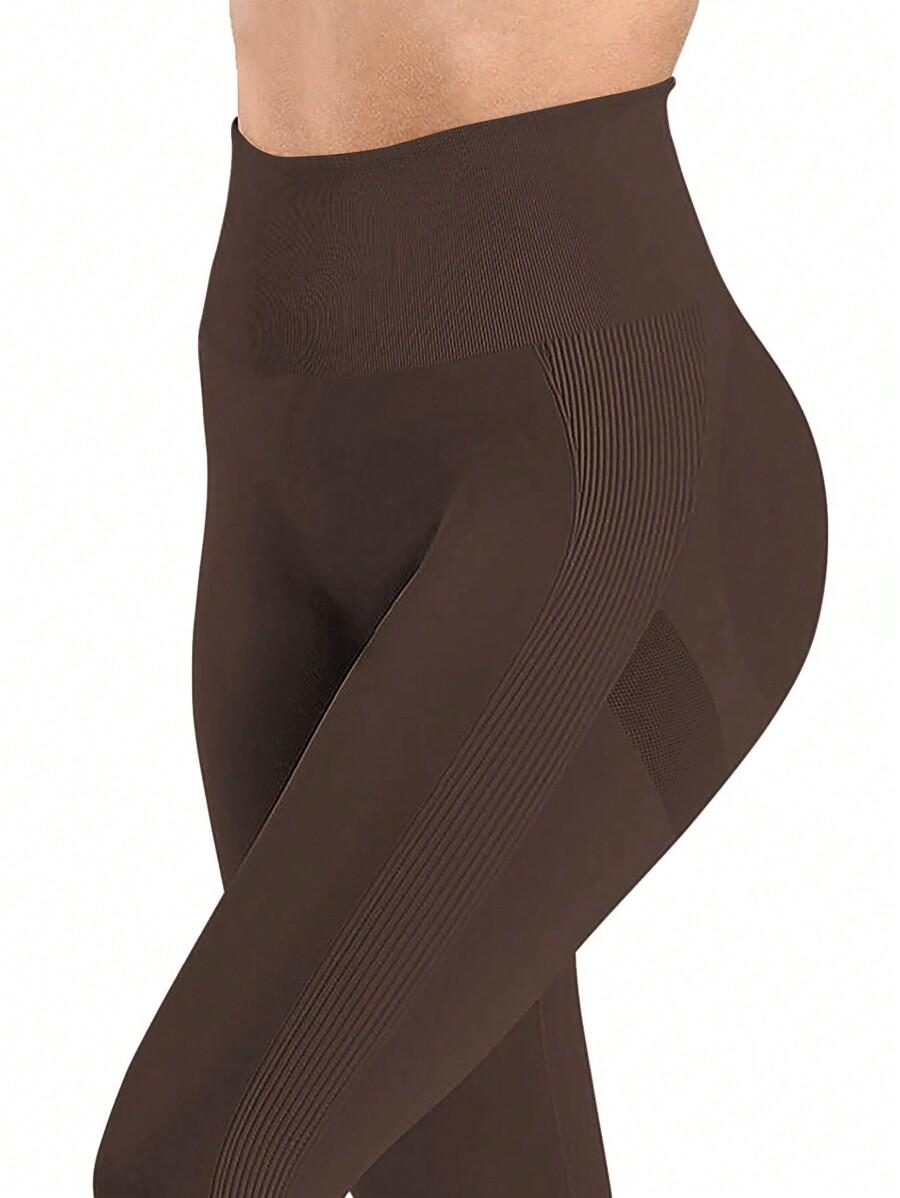 SHEIN BRĄZOWE SPORTOWE LEGGINSY S06__S