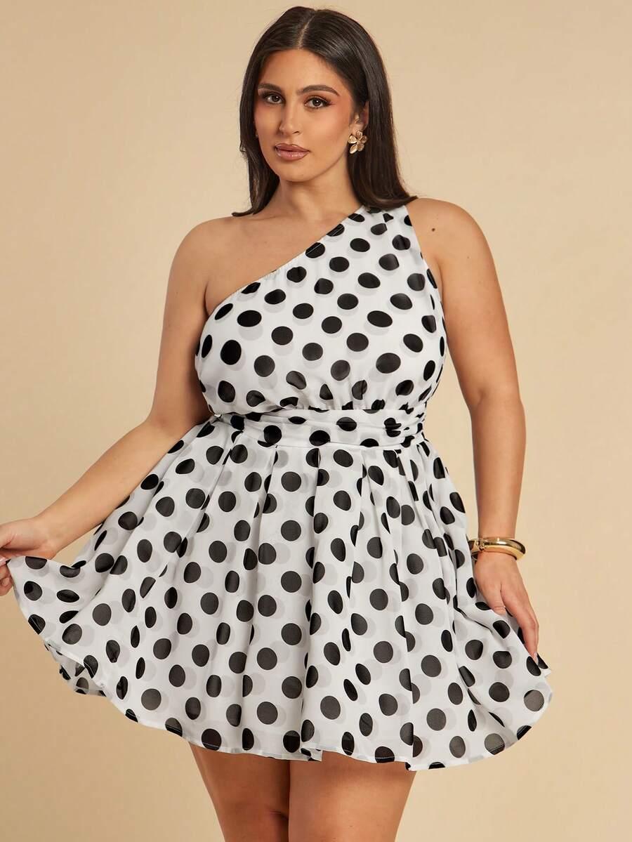 SHEIN MINI SUKIENKA NA JEDNO RAMIĘ WZÓR GROSZKI S06__46
