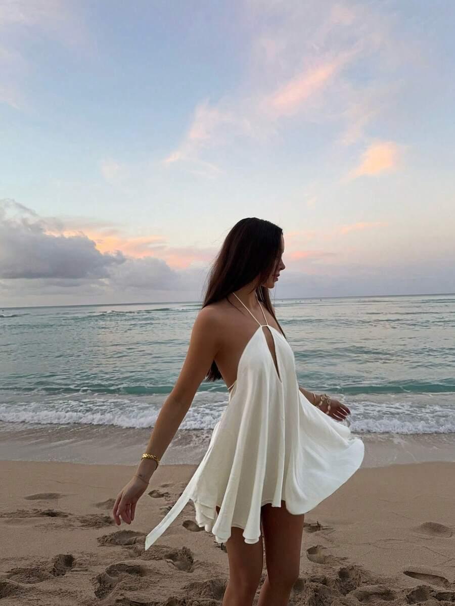 SHEIN PLAŻOWA BIAŁA MINI SUKIENKA S06__XS