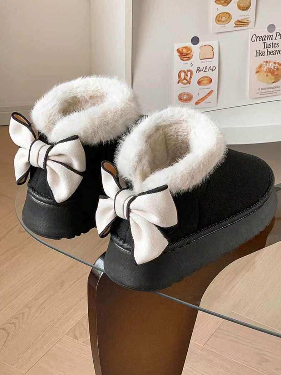 SHEIN CZARNE ŚNIEGOWCE KOKARDA W01__36-36,5