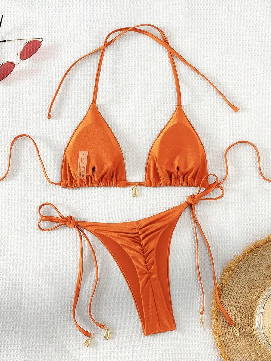 SHEIN POMARAŃCZOWY STRÓJ KĄPIELOWY DWUCZĘŚCIOWY S06__S