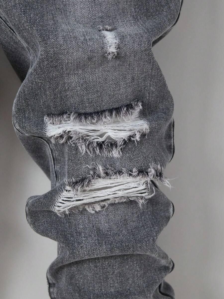 SHEIN SZARY JEANSOWY KOMPLET SPODNIE KURTKA S06__122/128