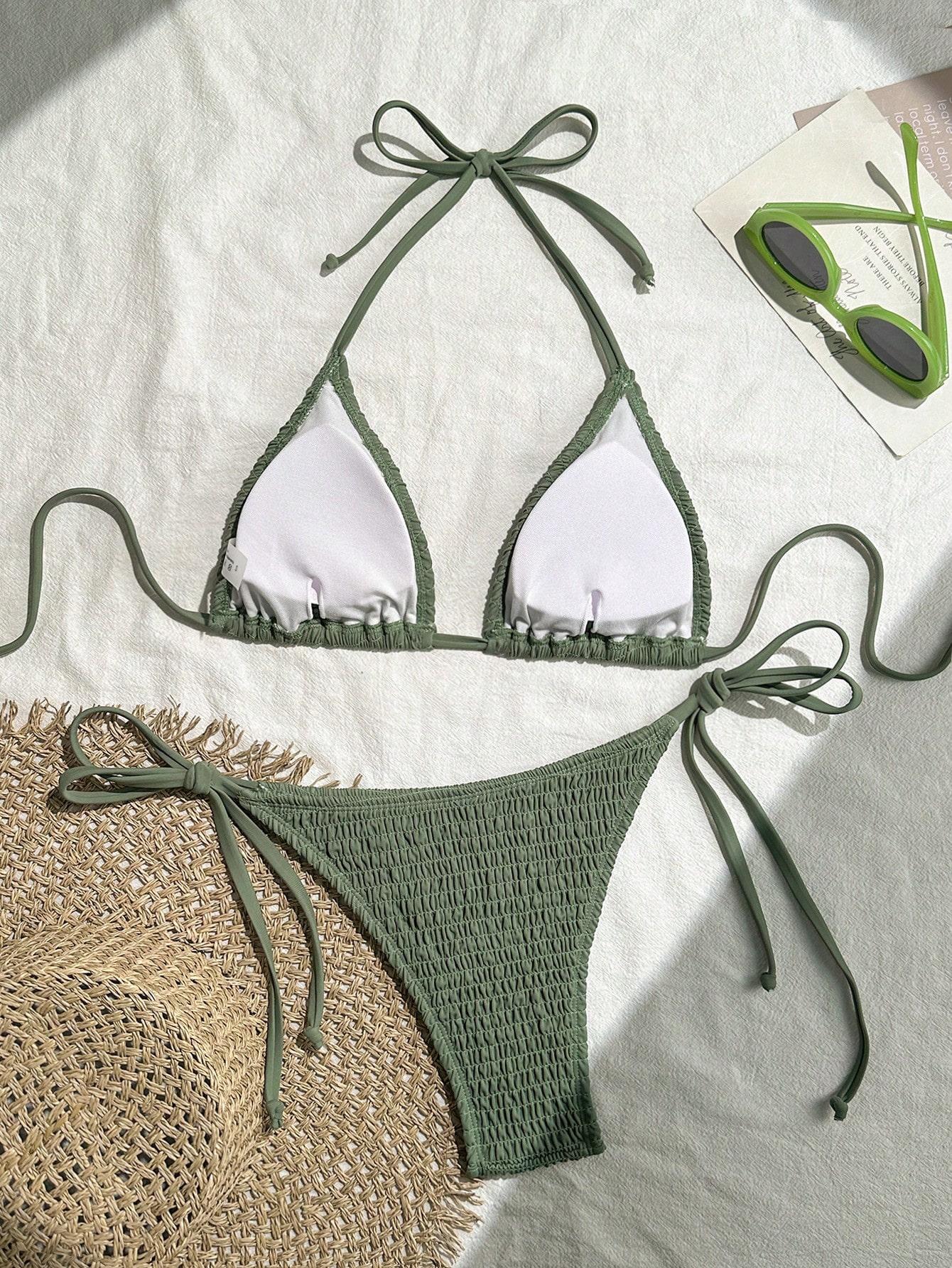 SHEIN ZIELONY KOMPLET BIKINI S09__XS