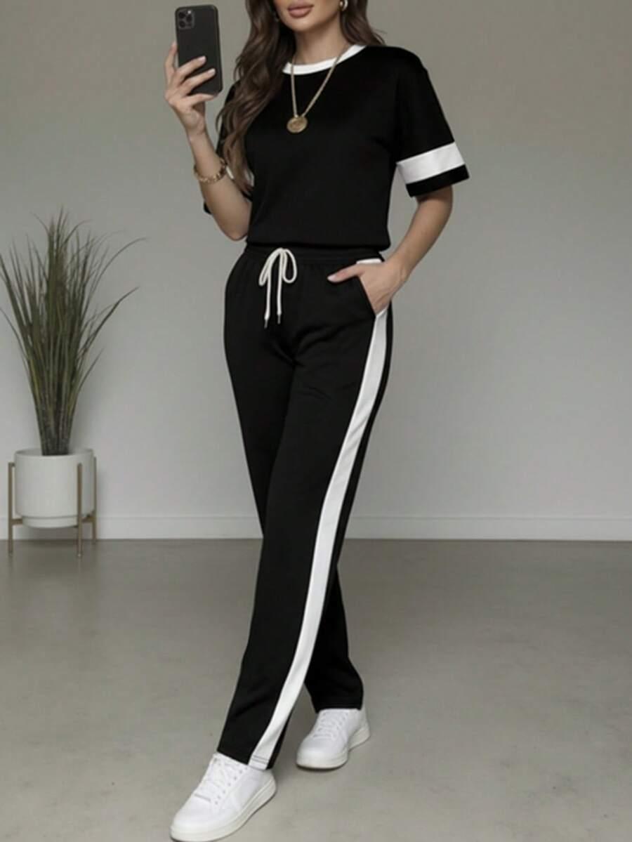 SHEIN KOMPLET CZARNA BLUZKA SPODNIE S06__XXL