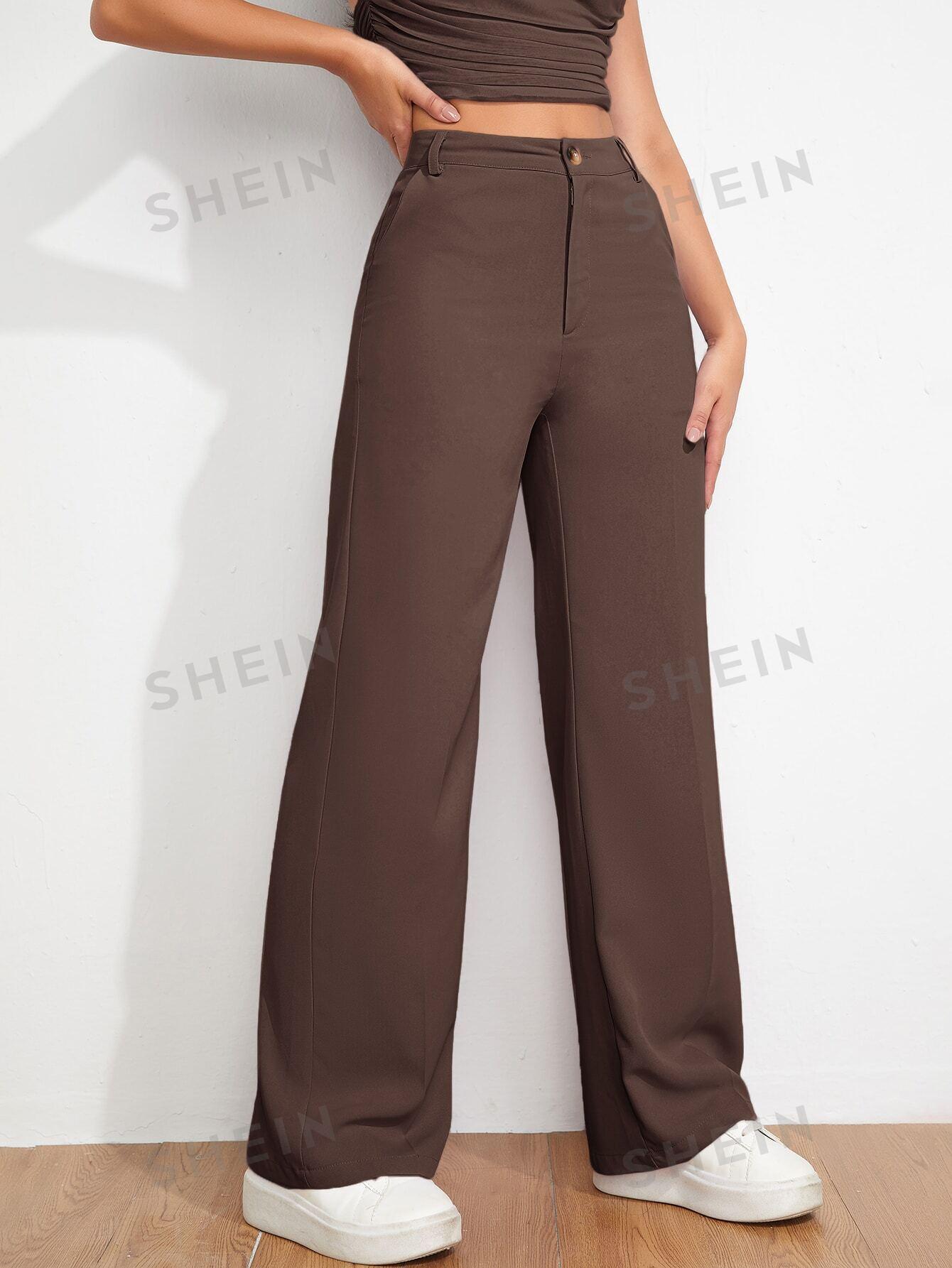 SHEIN BRĄZOWE PROSTE SPODNIE S09__S