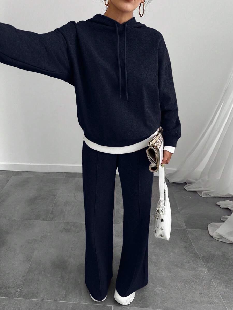 QUICK FASHIONHUB GRANATOWY KOMPLET DRESOWY BLUZA SPODNIE S06__M