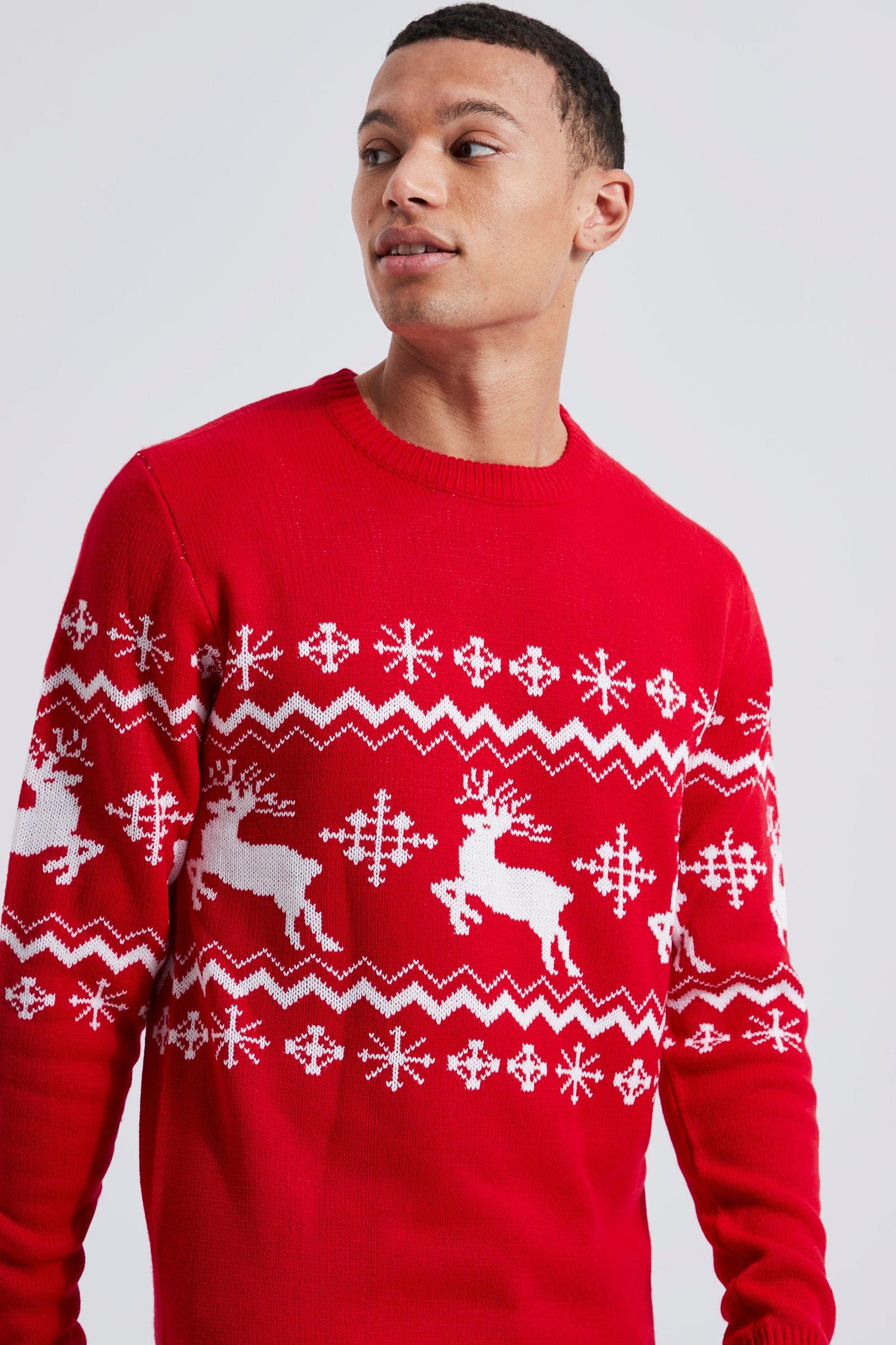 BOOHOO CZERWONY SWETER ŚWIĄTECZNY WZÓR BDD__XL