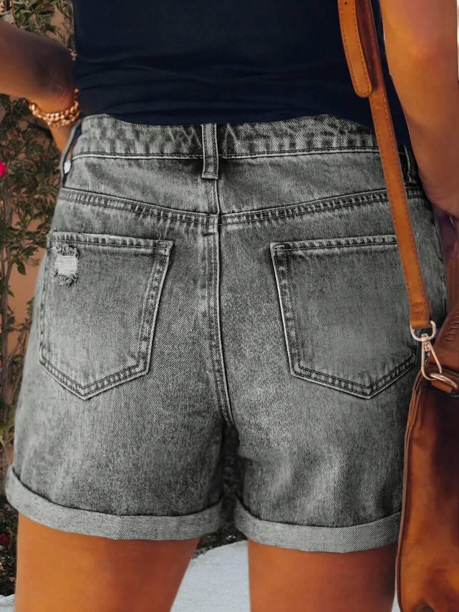 SHEIN SZARE SPODENKI JEANS PK01__L