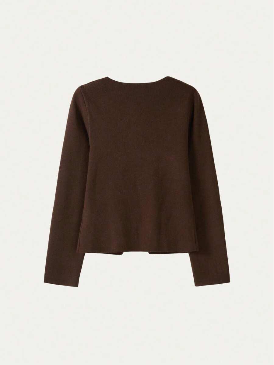 SHEIN BRĄZOWY SWETER ZDOBIENIA S06__M