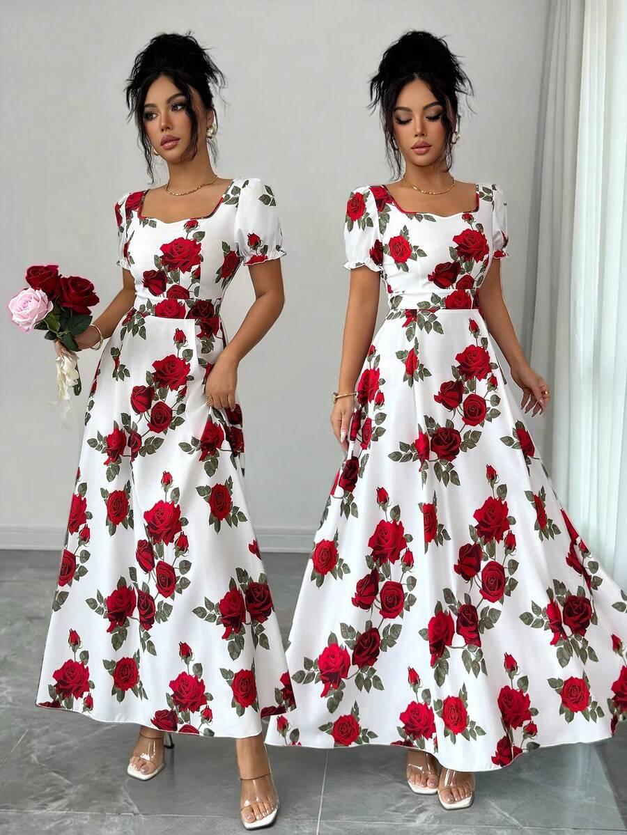 ELENZGA MAXI SUKIENKA W KWIATY S06__M