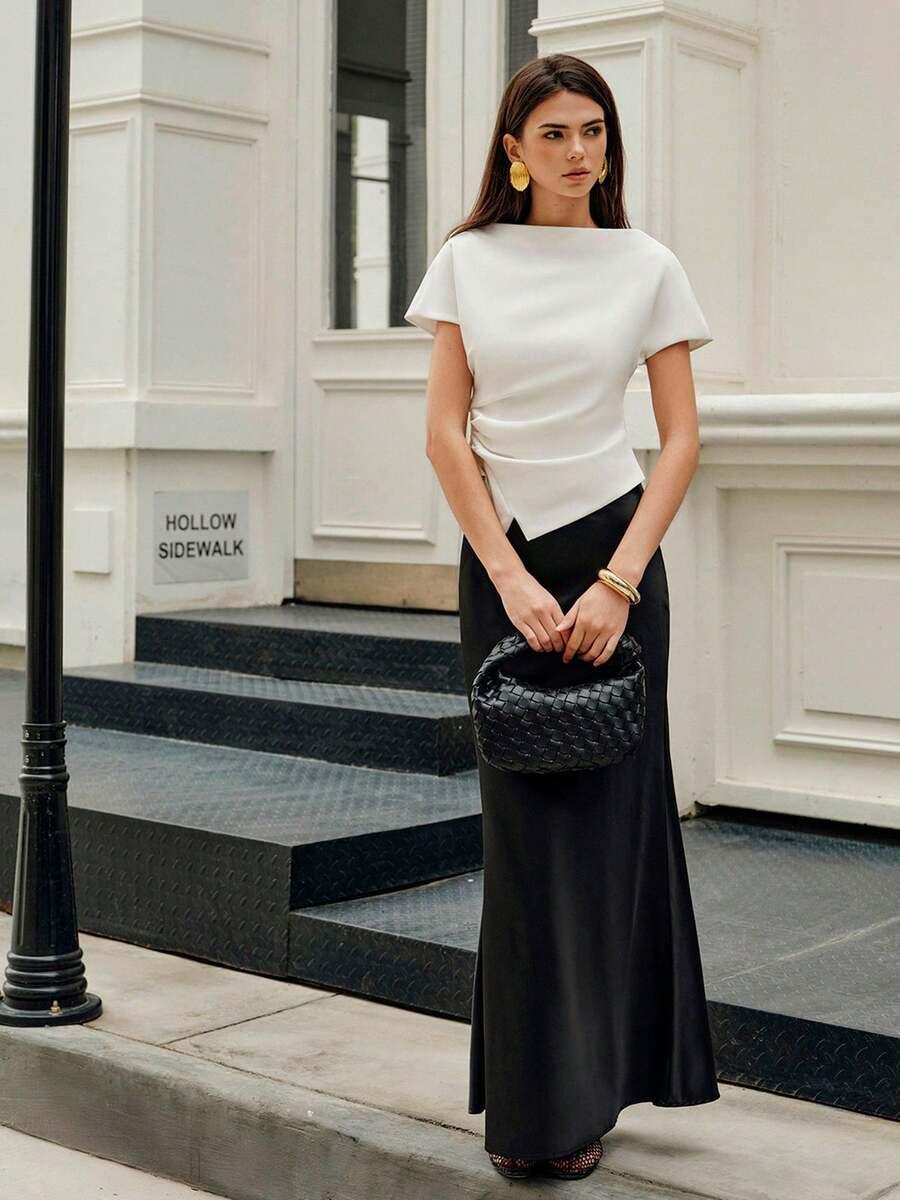 SHEIN CZARNA MAXI SPÓDNICA S06__L
