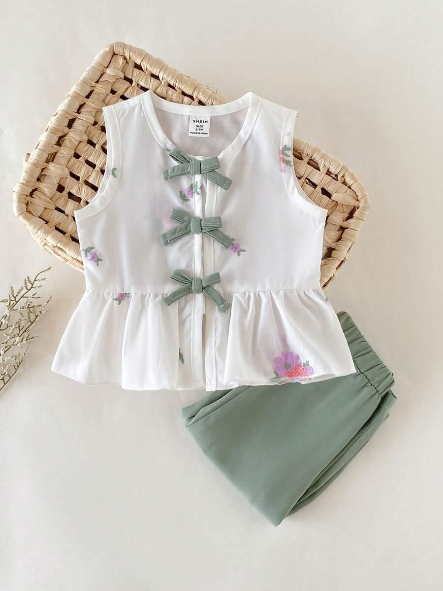 SHEIN KOMPLET BLUZKA BEZ RĘKAWÓW SPODNIE S06__80/86