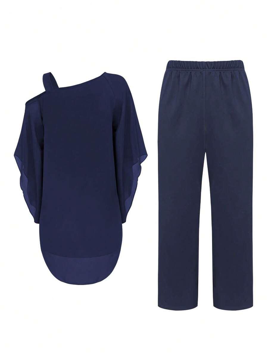 SHEIN GRANATOWE SPODNIE CASUAL S06__XXL