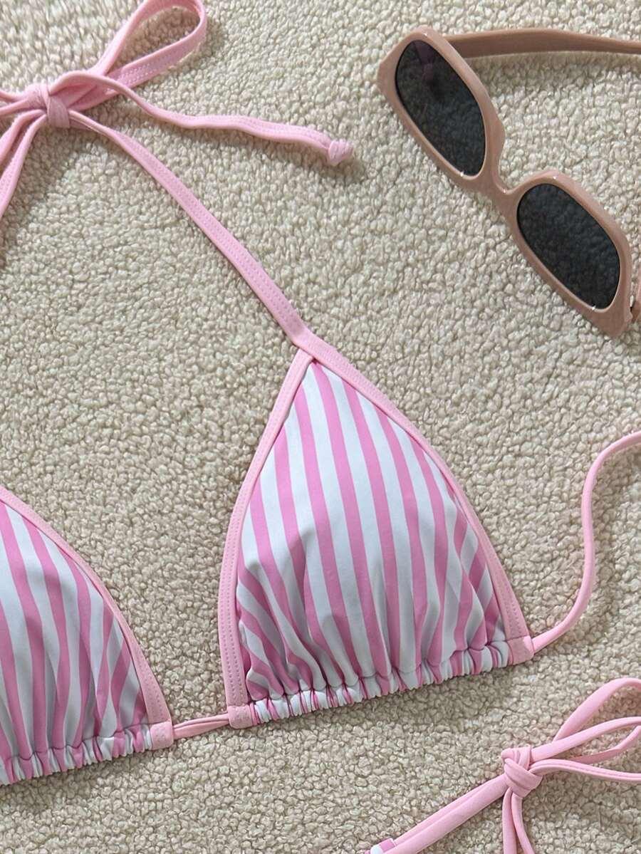 SHEIN DWUCZĘŚCIOWY STRÓJ KĄPIELOWY WZÓR PASKI S09__S