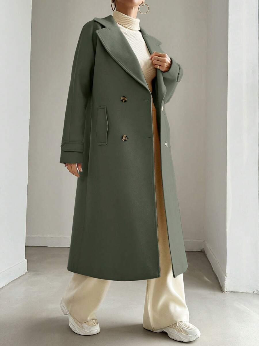 SHEIN ZIELONY KLASYCZNY PŁASZCZ W01__XL
