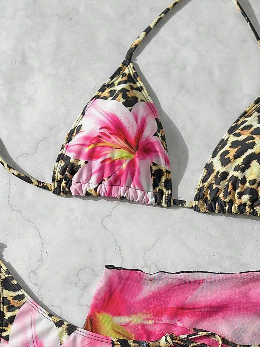 SHEIN TRZYCZĘŚCIOWY STRÓJ KĄPIELOWY KOMPLET S09__L