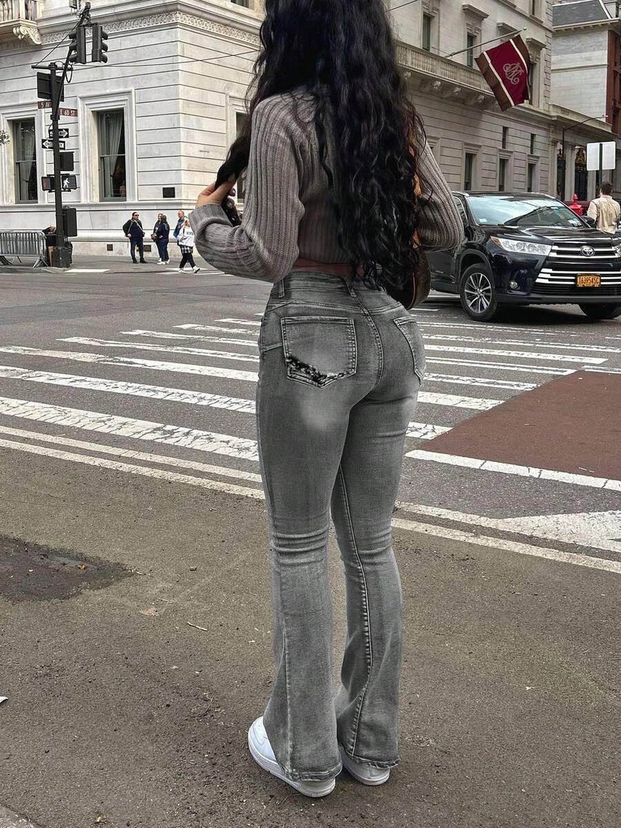 SHEIN SZARE JEANSY ZAMEK S06__XL