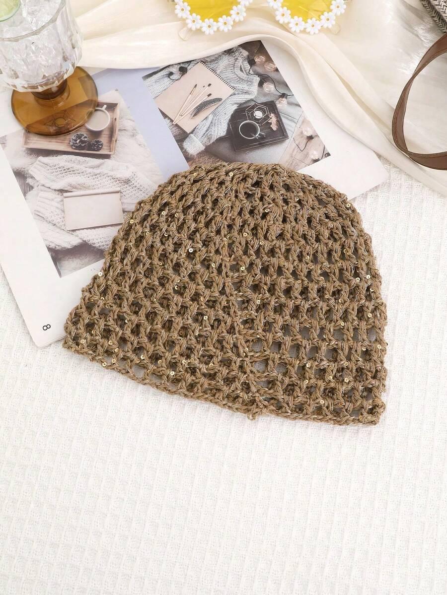 SHEIN BEŻOWA CZAPKA ZDOBIENIE S07