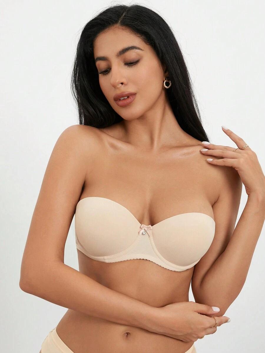SHEIN BEŻOWY BIUSTONOSZ ODPINANE RAMIĄCZKA FISZBINY PK01__75B