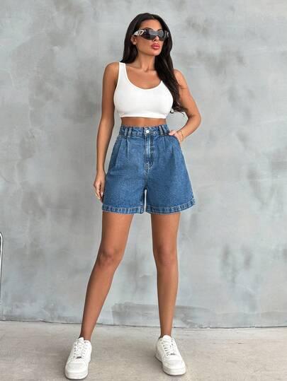SHEIN SPODENKI JEANS WYSOKI STAN S06__M