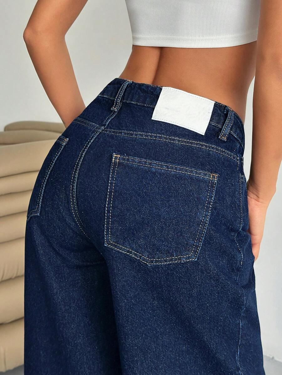 SHEIN GRANATOWE SPODNIE JEANSOWE