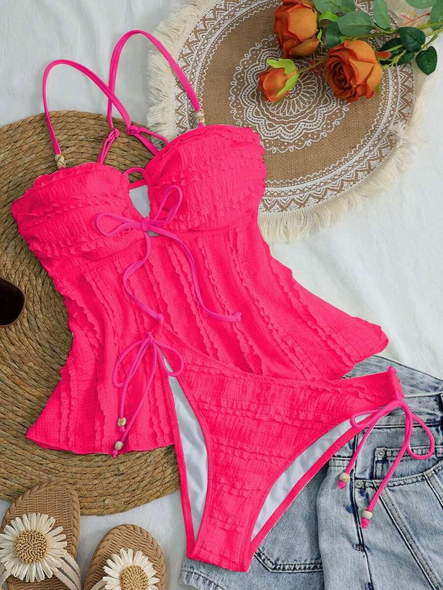 SHEIN DWUCZĘŚCIOWY STRÓJ KĄPIELOWY S09__L
