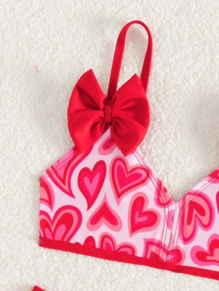 SHEIN DWUCZĘŚCIOWY STRÓJ KĄPIELOWY WZÓR SERCA ZDOBIENIA S06__98/104